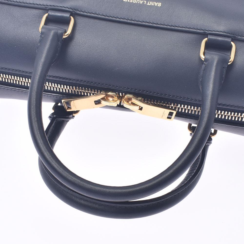 SAINT LAURENT Baby Duffle Bag Navy Blue Calfskin Handbag - Picture 3 of 9